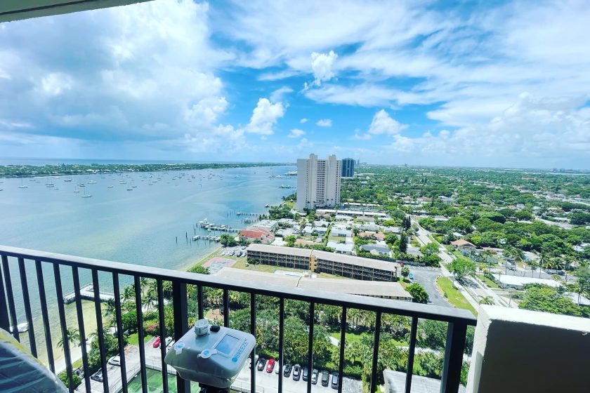 Certified inspector from Air Doctors conducting mold inspections, mold testing, particle count and allergen testing, asbestos surveys, sample collection, and water quality testing in a residential and commercial property in South Florida.